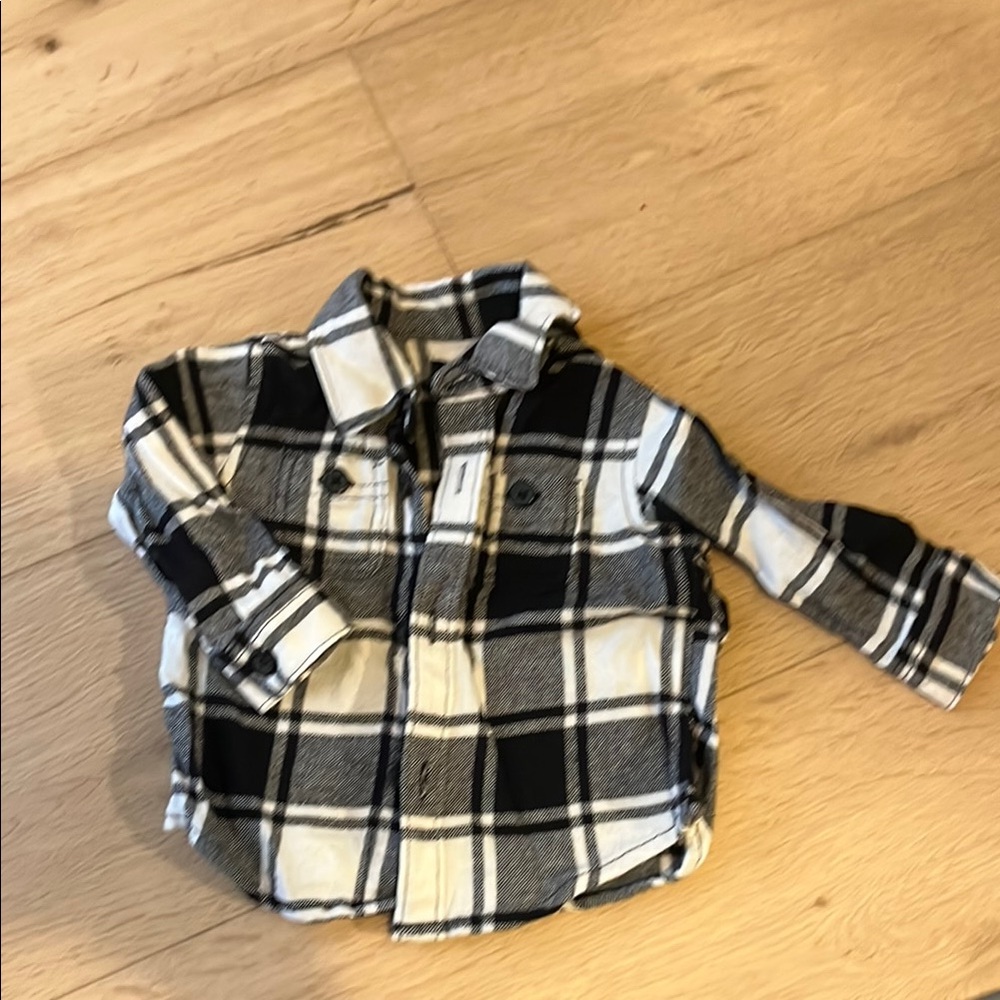 Kids Plaid Shirt - Black and White